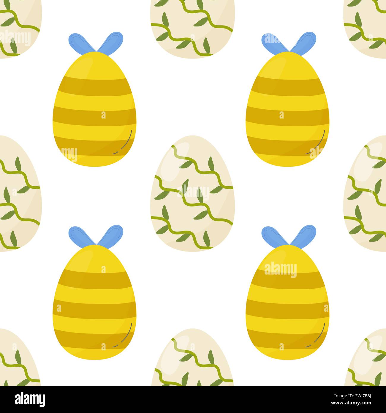 Seamless pattern easter eggs with different textures. For your design, wrapping paper, fabric. Stock Vector