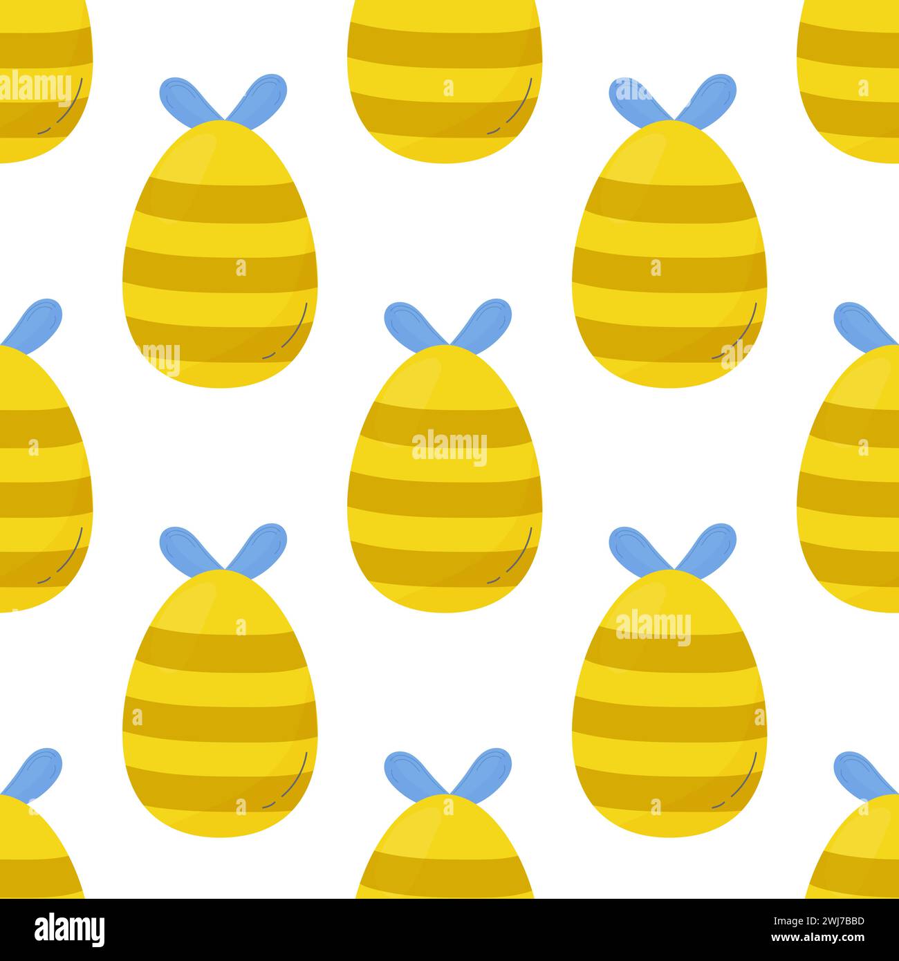 Seamless pattern easter eggs with different textures. Vector bee. For your design, wrapping paper, fabric. Stock Vector