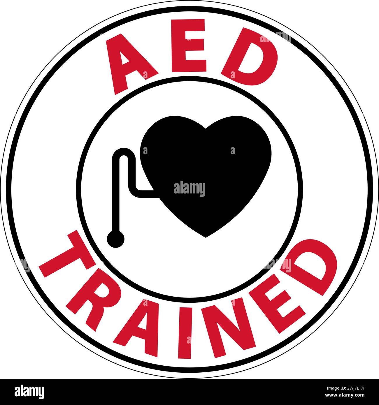 Emergency AED Trained Sign, Heart with AED Stock Vector Image & Art Alamy