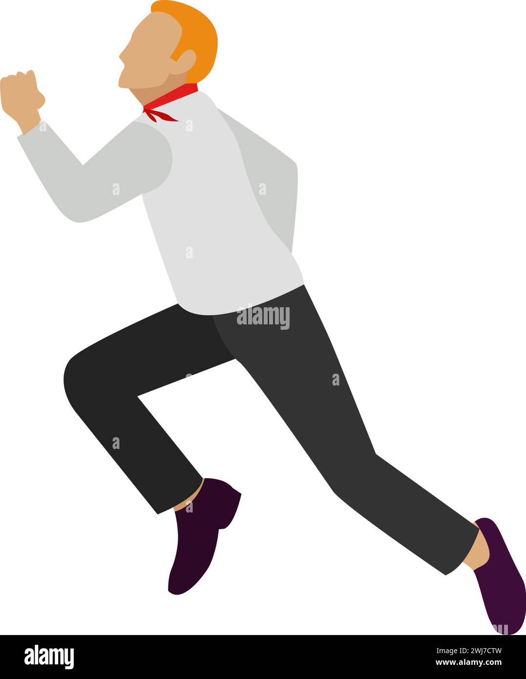 Frightened man running away vector icon isolated on white Stock Vector