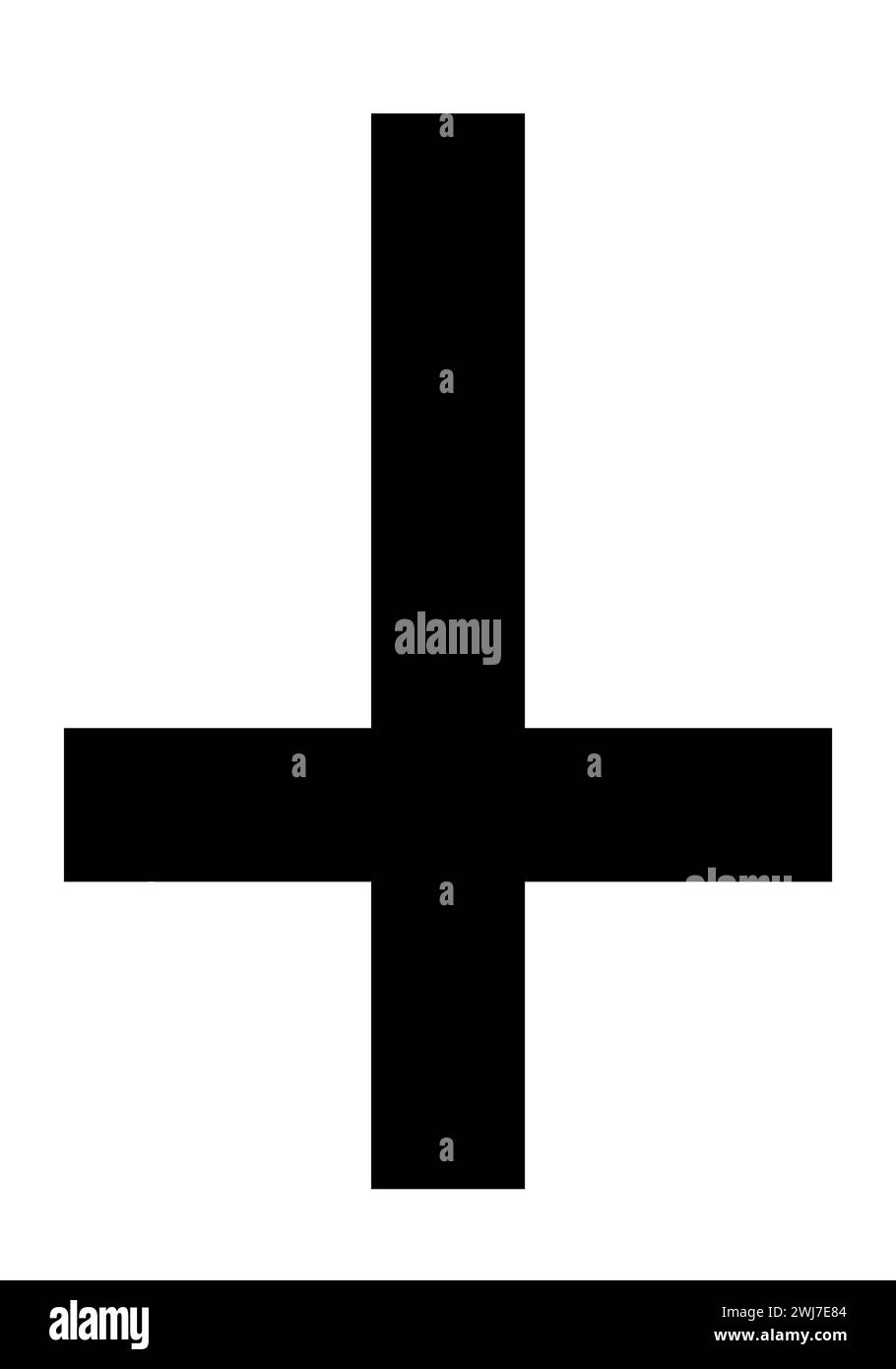 Cross of Saint Peter, black and white vector silhouette illustration of