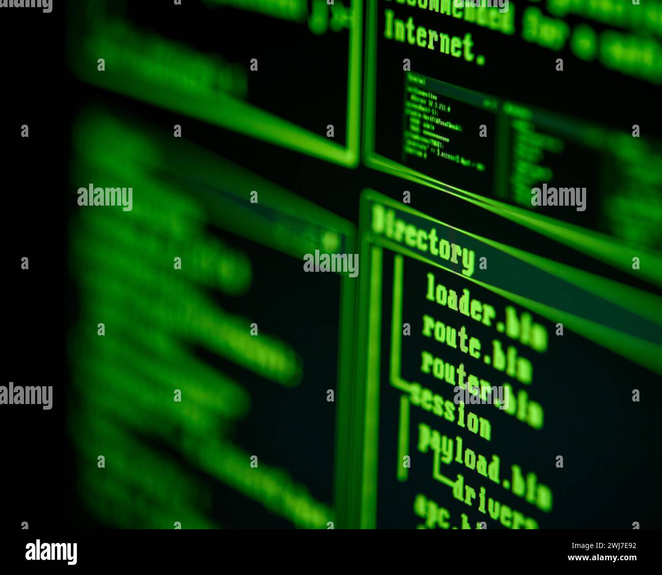 Close Up Of Code Data On Computer Screen For Bitcoin Cryptocurrency Trading Or Hacking Stock Photo
