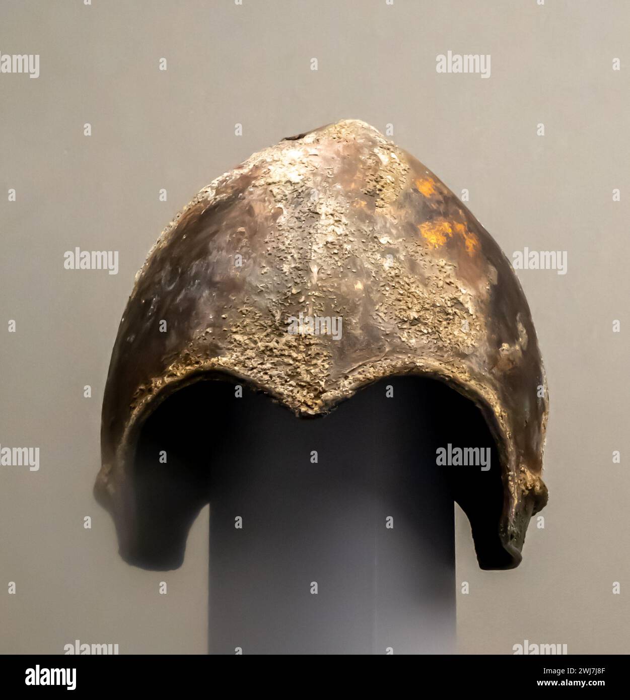 A helmet of a Saka warrior, bronze, 8th - 4th century B.C., Zhetysu Kazakhstan Stock Photo