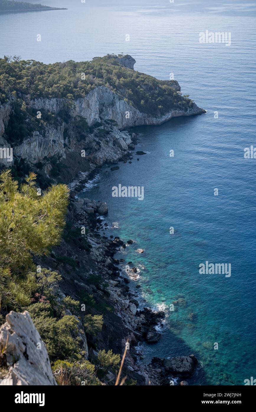Journey to Paradise: Hiking the Lycian Way from Kabak to the Turquoise Shores of Paradise Beach Stock Photo