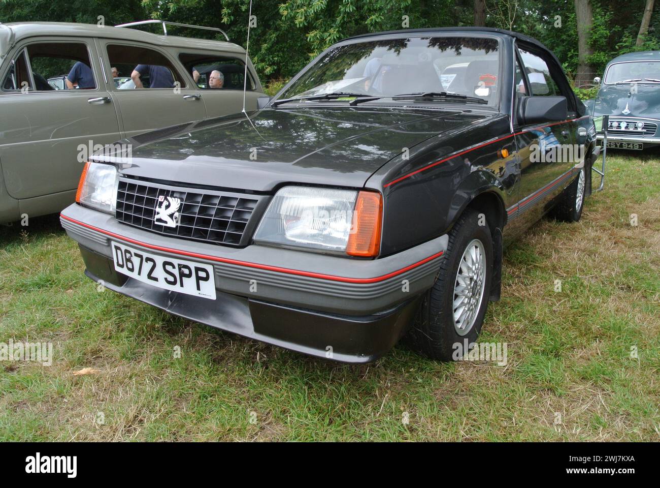 A 1987 Vauxhall Cavalier convertible Mk 2 parked on display at the 48th Historic Vehicle Gathering, Powderham, Devon, England, UK. Stock Photo