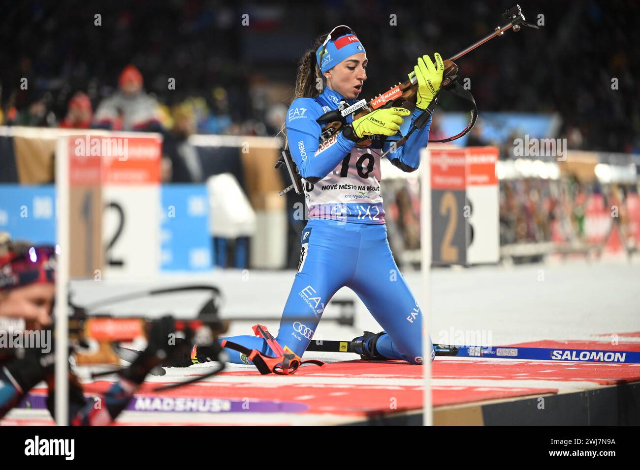NOVE MESTO NA MORAVE, CZECH REPUBLIC 20240213Italy's Lisa Vittozzi during the women's 15 km distance during the Biathlon World Cup in the Czech Republic. Photo: Fredrik Sandberg / TT / Code 10080 Stock Photo