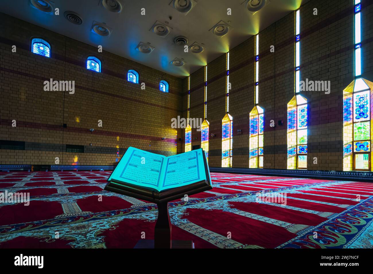 The Holy Quran inside the Mosque. Dammam Masjid, Saudi Arabia. dated 05-February-2024. Stock Photo