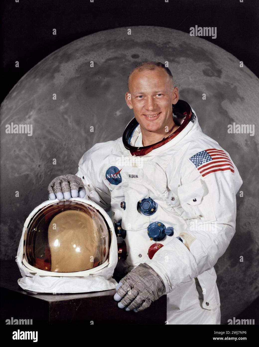 Buzz Aldrin. Portrait of the American astronaut and one of the crew of the first manned landing on the moon, Buzz Aldrin (b. Edwin Eugene Aldrin Jr.; 1930), official NASA photo, 1968 Stock Photo