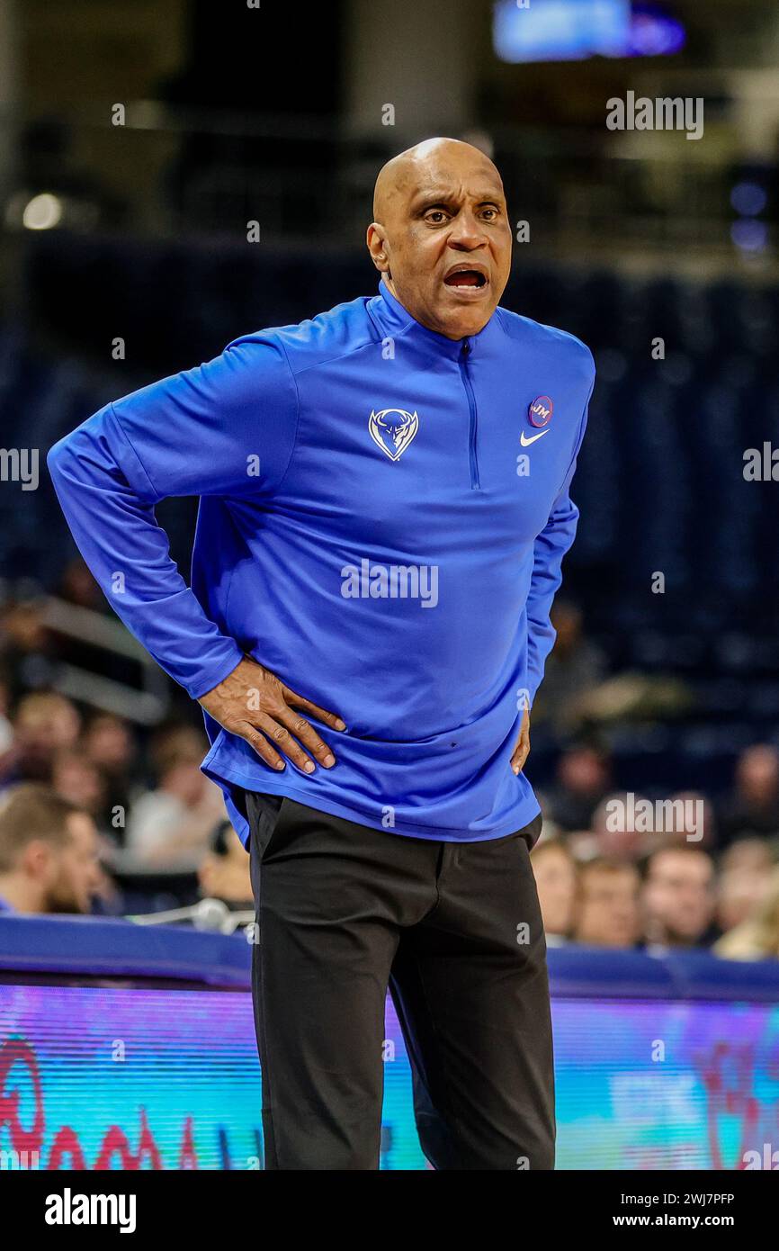 Tony Stubblefield, head coach of DePaul Men's Basketball team at Wintrust Arena in Chicago, IL. Stock Photo