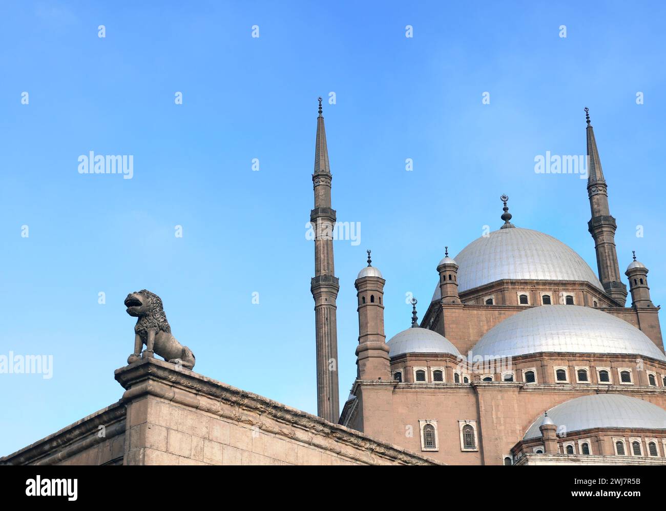 Great Mosque of Muhammad Ali Pasha in ancient Cairo Citadel, Egypt, North Africa. Famous landmark of Cairo - ottoman era Alabaster Mosque in Citadel Stock Photo