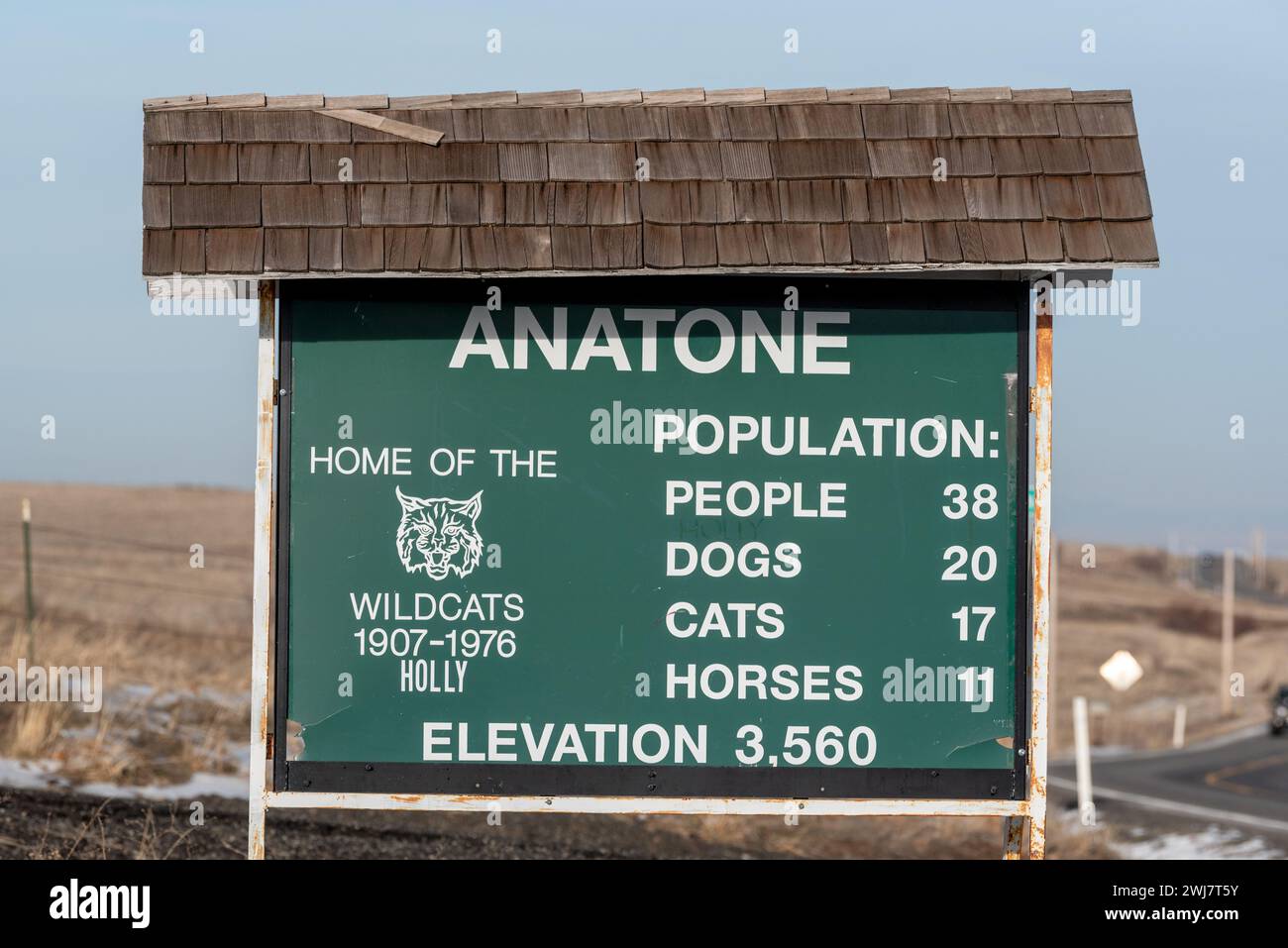 Anatone Washington population sign. Stock Photo