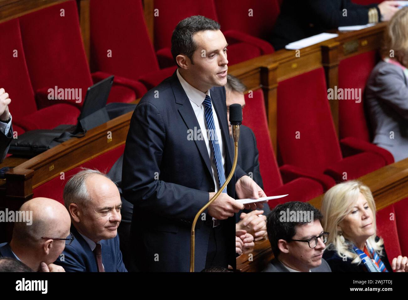 Paris, France. 13th Feb, 2024. LR deputy Alexandre Portier takes part ...