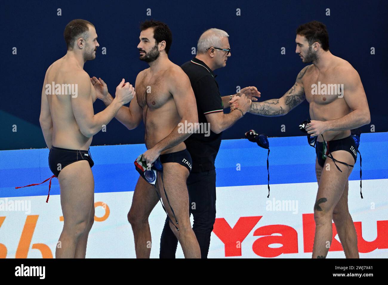 Alessandro Campagna coach italy greets players after victory during