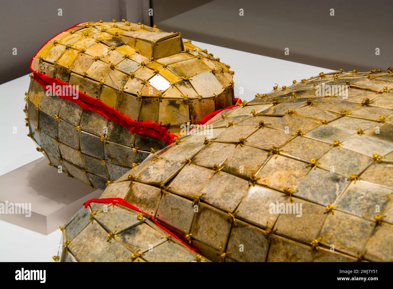 SZEGED, HUNGARY AUGUST 27. 2023 Jade burial suit from Han dinasty in