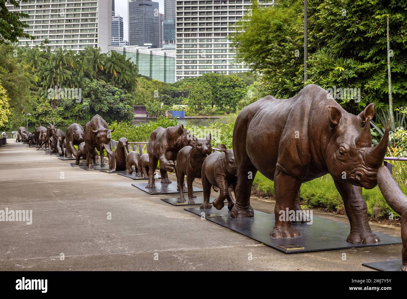 Love The Last March at Gardens By The Bay in Singapore. The longest sculpture in the world for wildlife by Gillie and Marc. Stock Photo