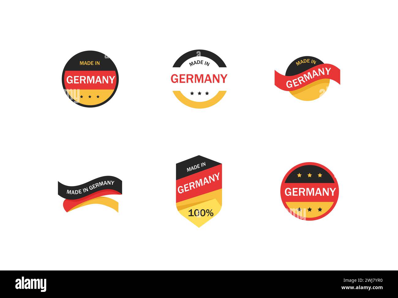 Made in germany labels set. Business production sticker with german flag Stock Vector
