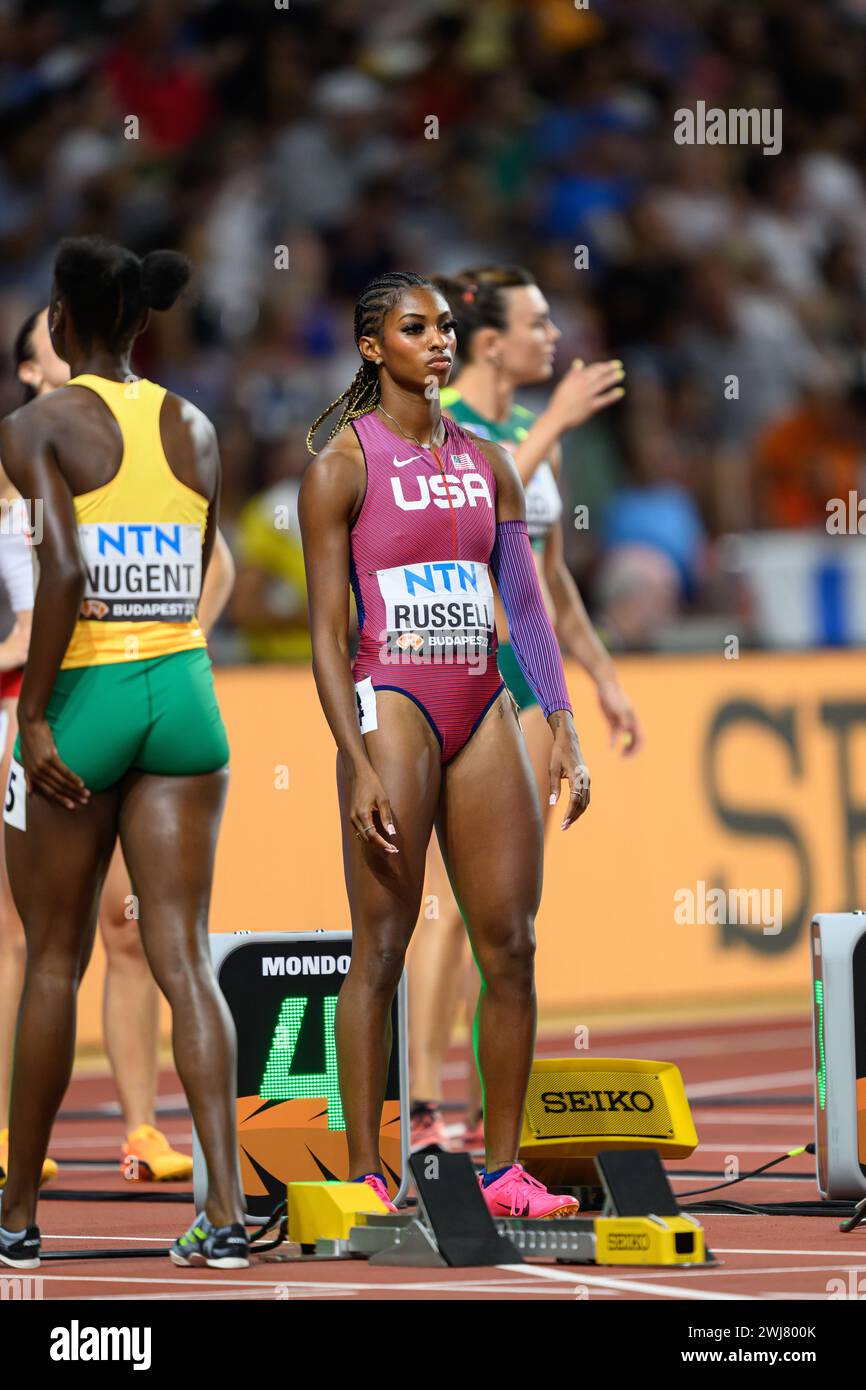 Masai RUSSELL participating in the 100 meters hurdles at the World
