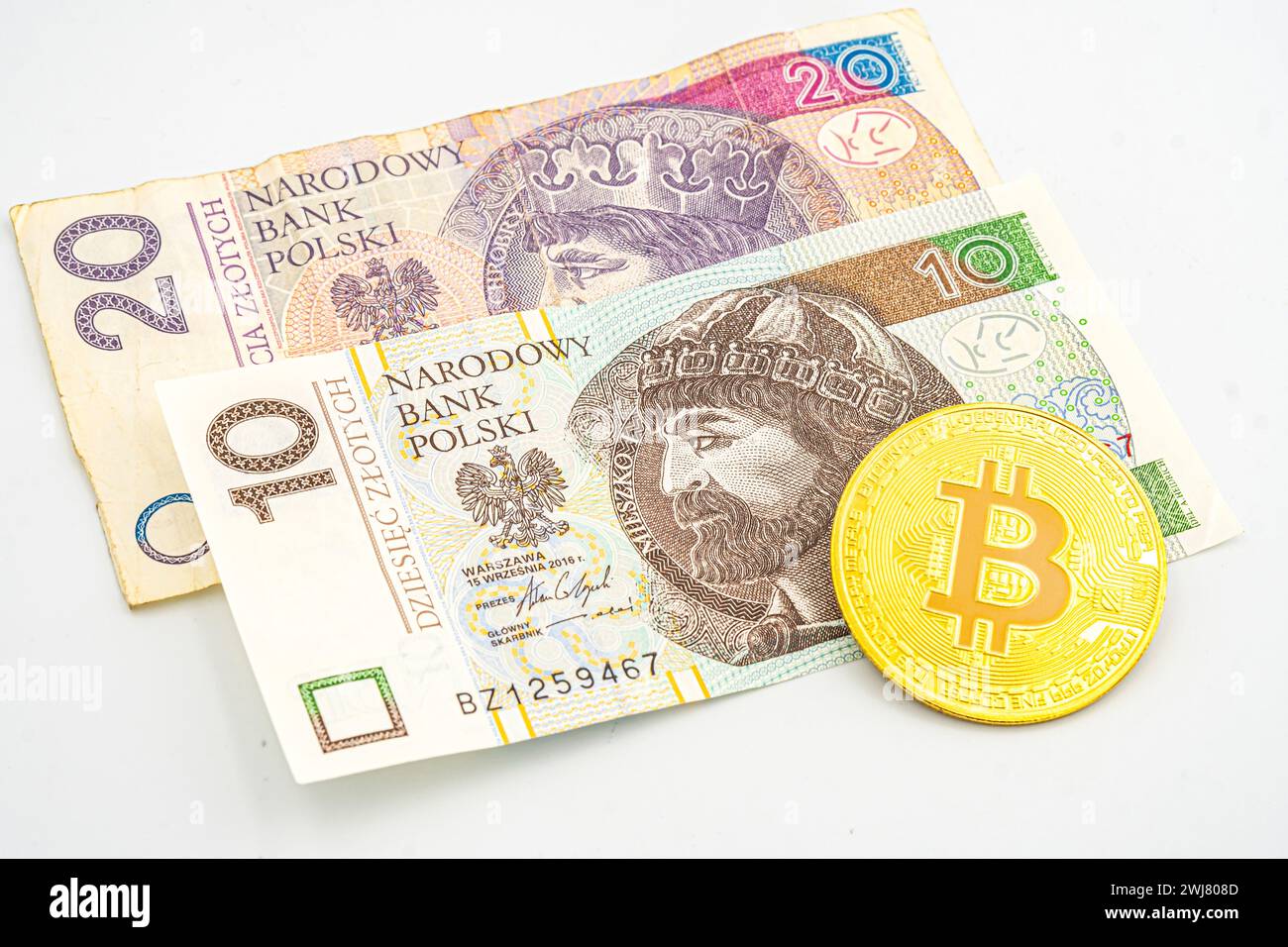 Bitcoin Cryptocurrency virtual money and Poland Zloty Currency. Cryptocurrency  Bitcoin coins on Polish Zloty money. Mieszko I Prince. Poland PLN Bitco  Stock Photo - Alamy