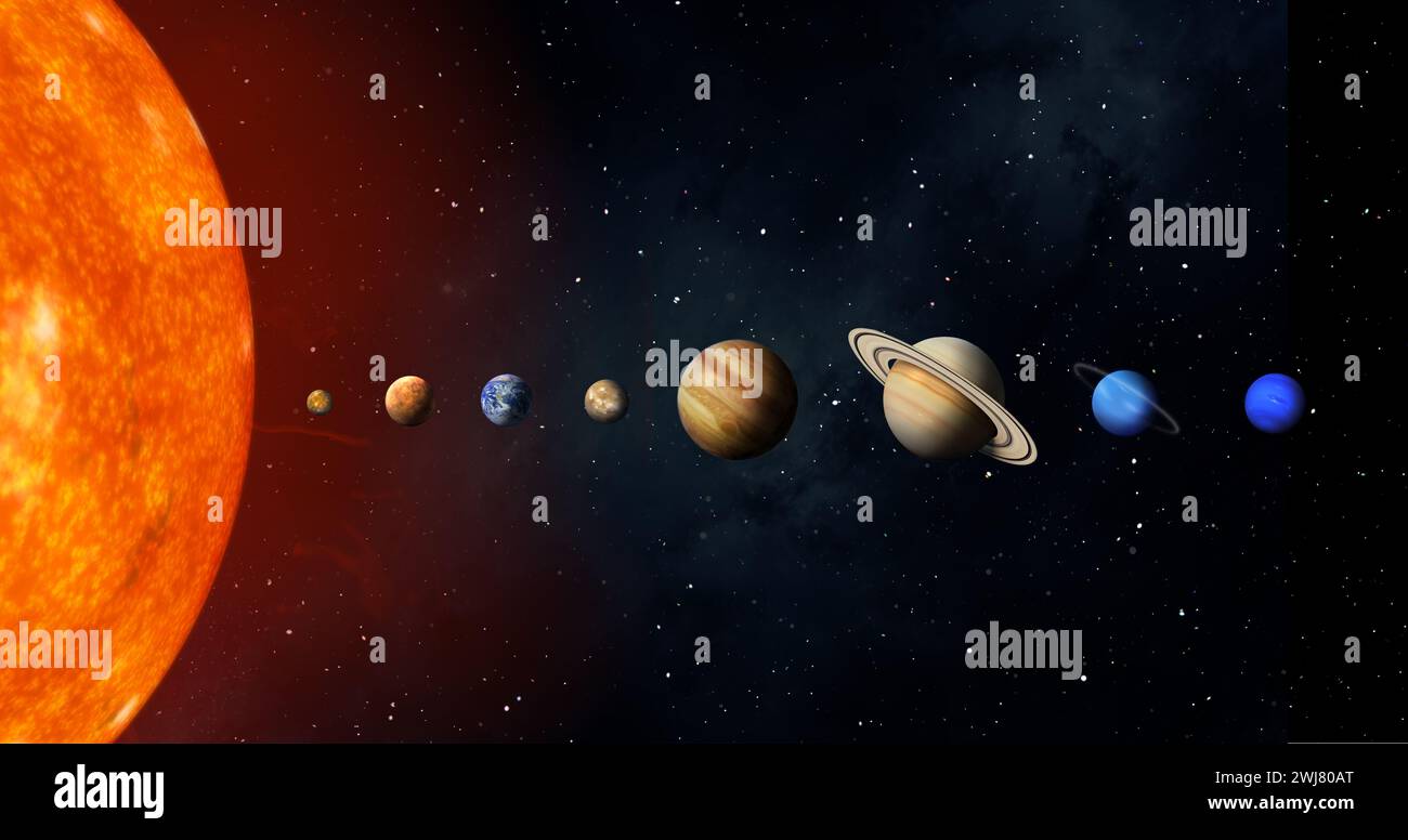 solar system celestial bodies realistic astronomy illustration Stock ...