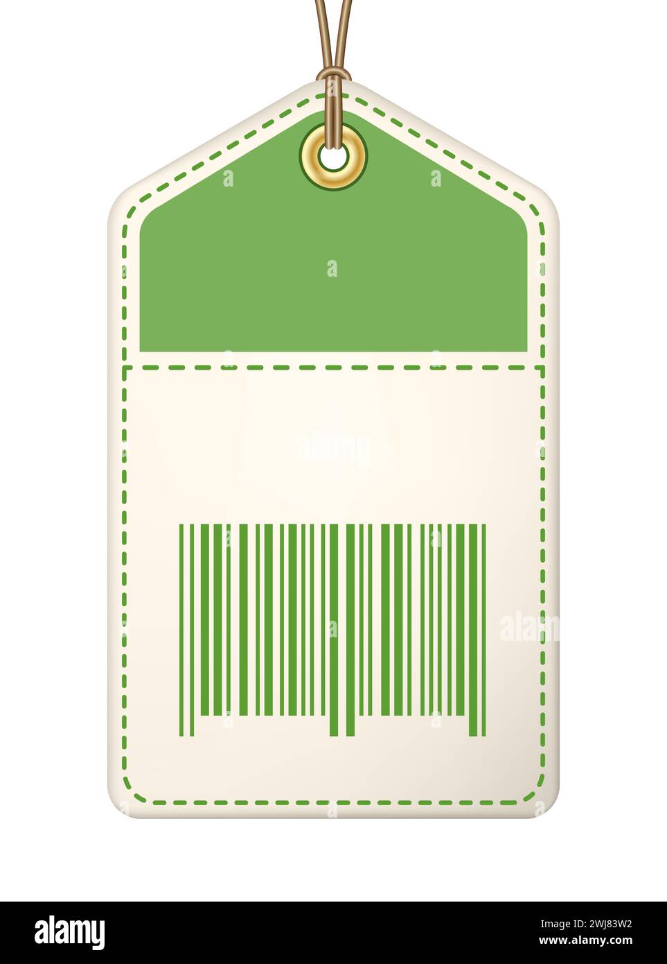 Sale tag with barcode on a string vector illustration Stock Vector