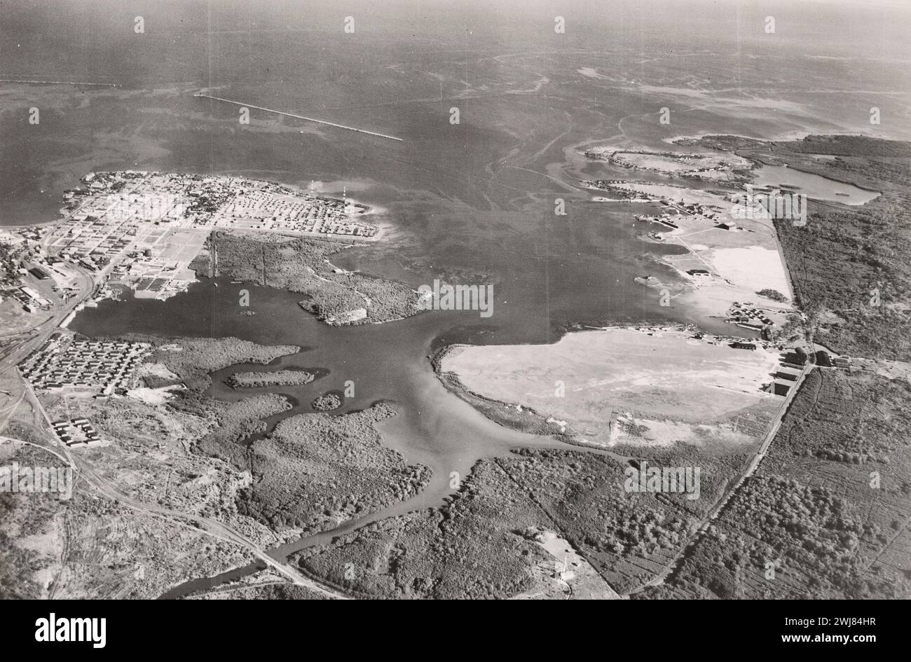 Aerial view of Panama Canal Zone - Manzanillo Bay - November 1928 Stock Photo