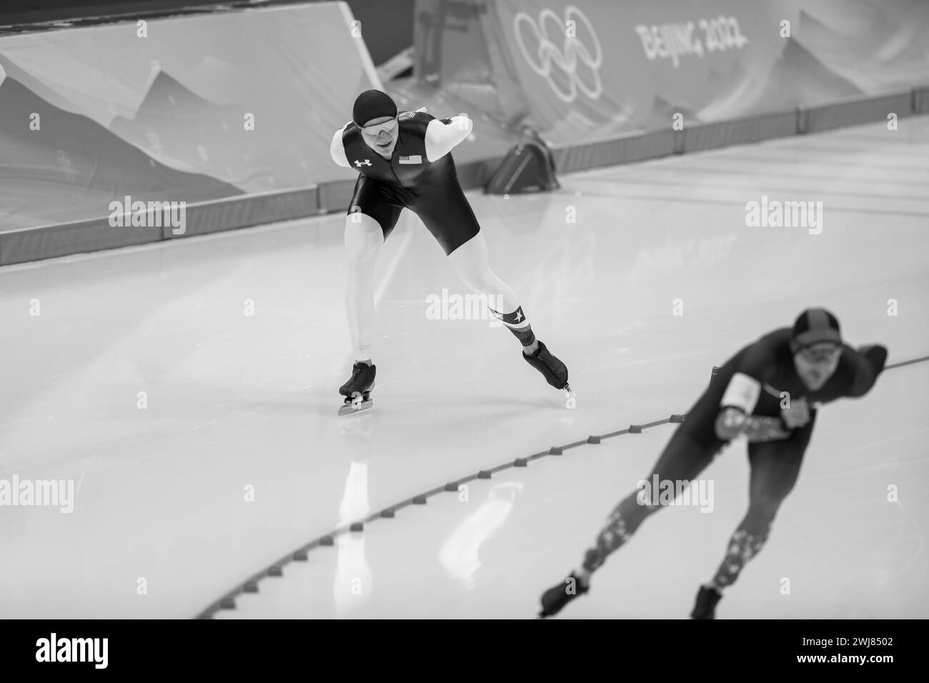 FEB 6, 2022 - Beijing, China: Ethan Cepuran of Team United States of America competes in the Speed Skating Men's 5,000m Final at the Beijing 2022 Wint Stock Photo