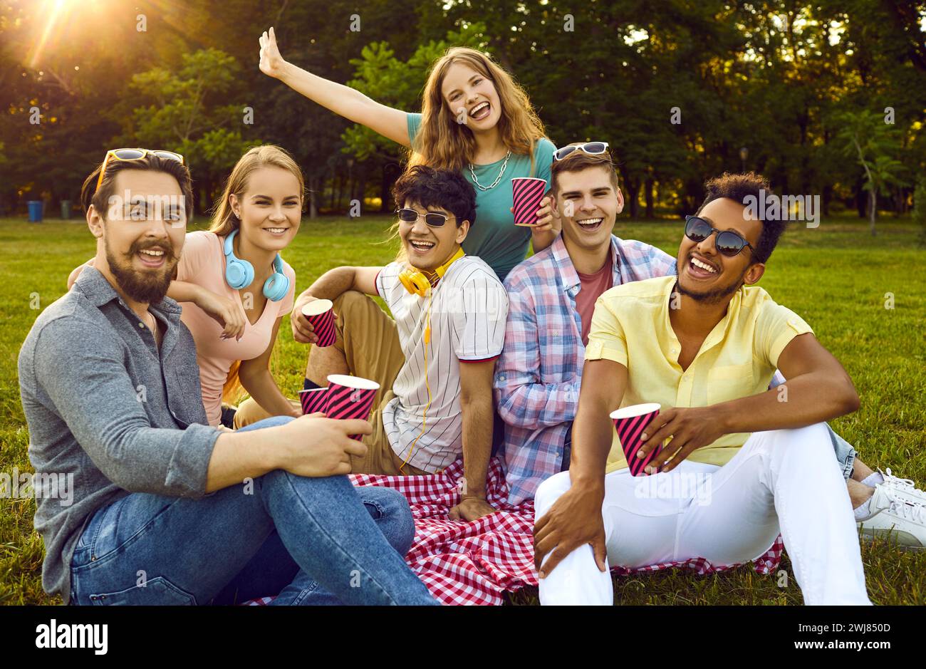Picnic in nature group multiracial hi-res stock photography and images ...