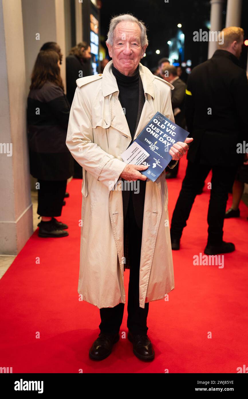 Michael Buerk arrives for the press night of Just For One Day, the Live Aid musical at The Old Vic Theatre in London. Picture date: Tuesday February 13, 2024. Stock Photo
