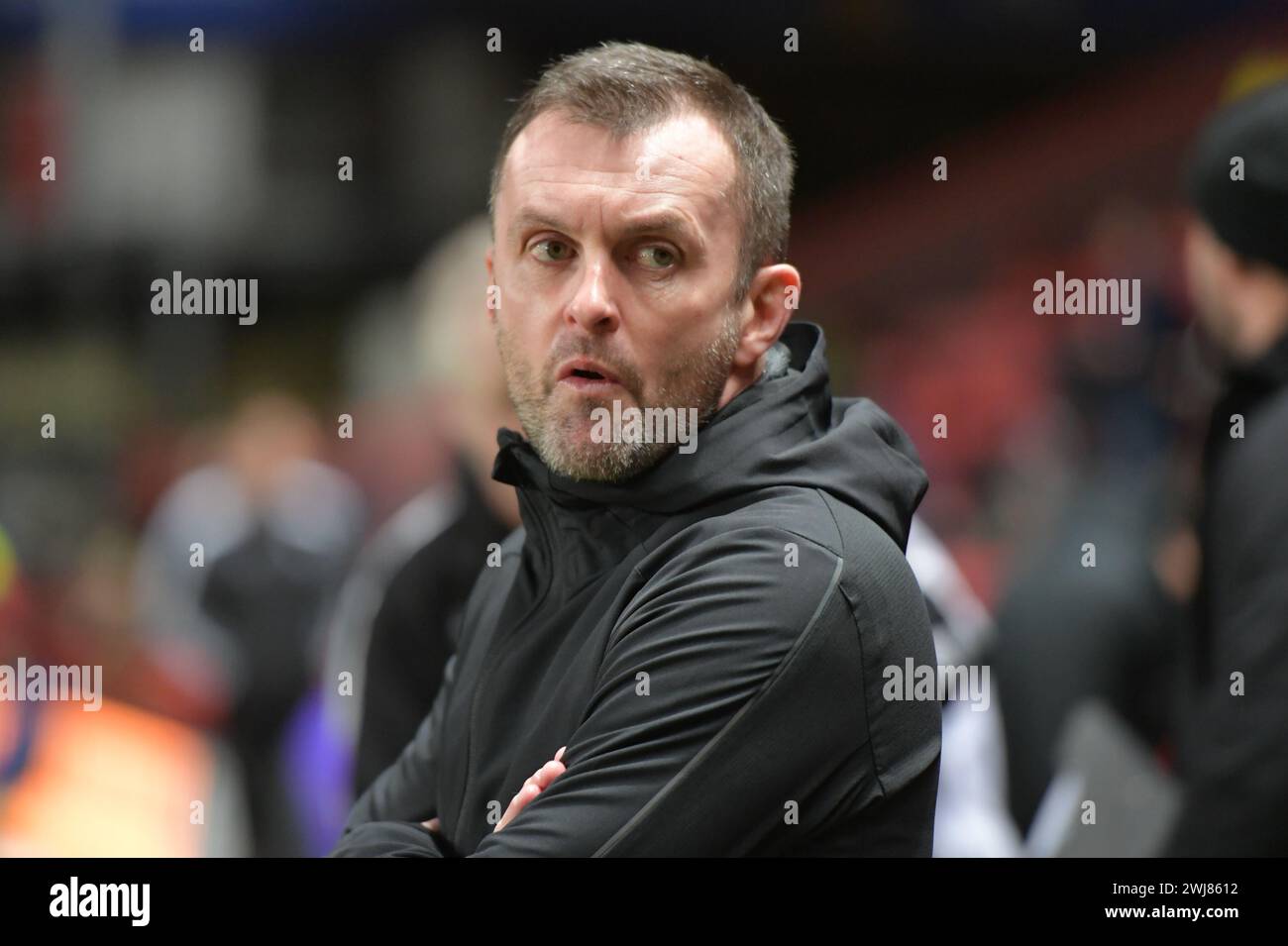 London, England. 13th Feb 2024. Charlton Athletic Manager Nathan Jones ...