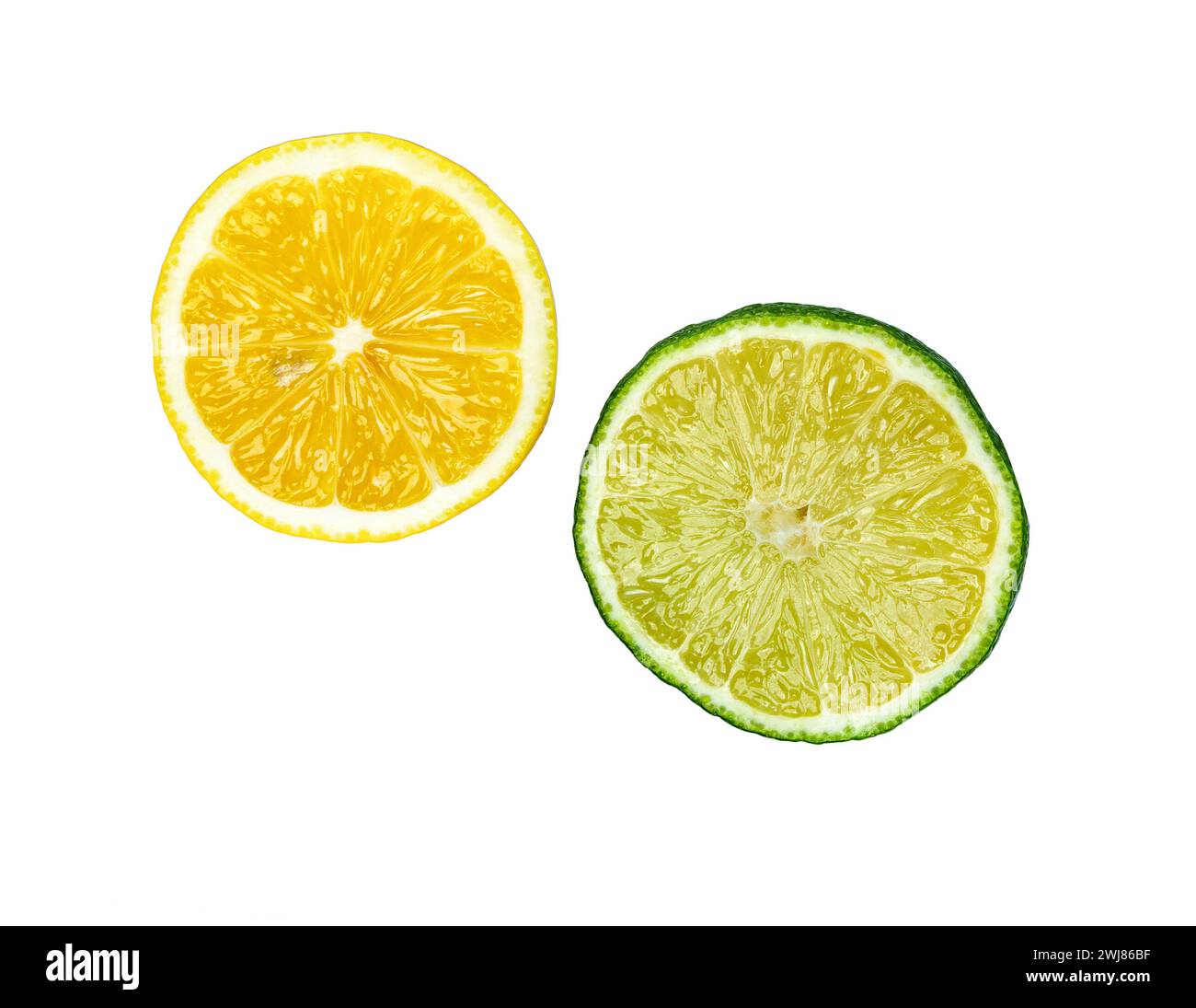Lemon. Slices lemon, lime isolated on white background. Citrus fruit ...