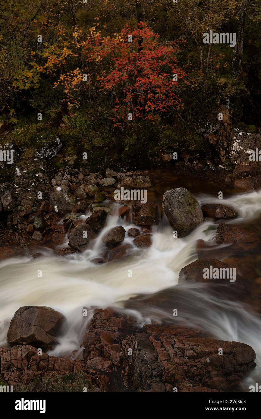 Glencoe valley and waterfall, highland, scotland Stock Photo