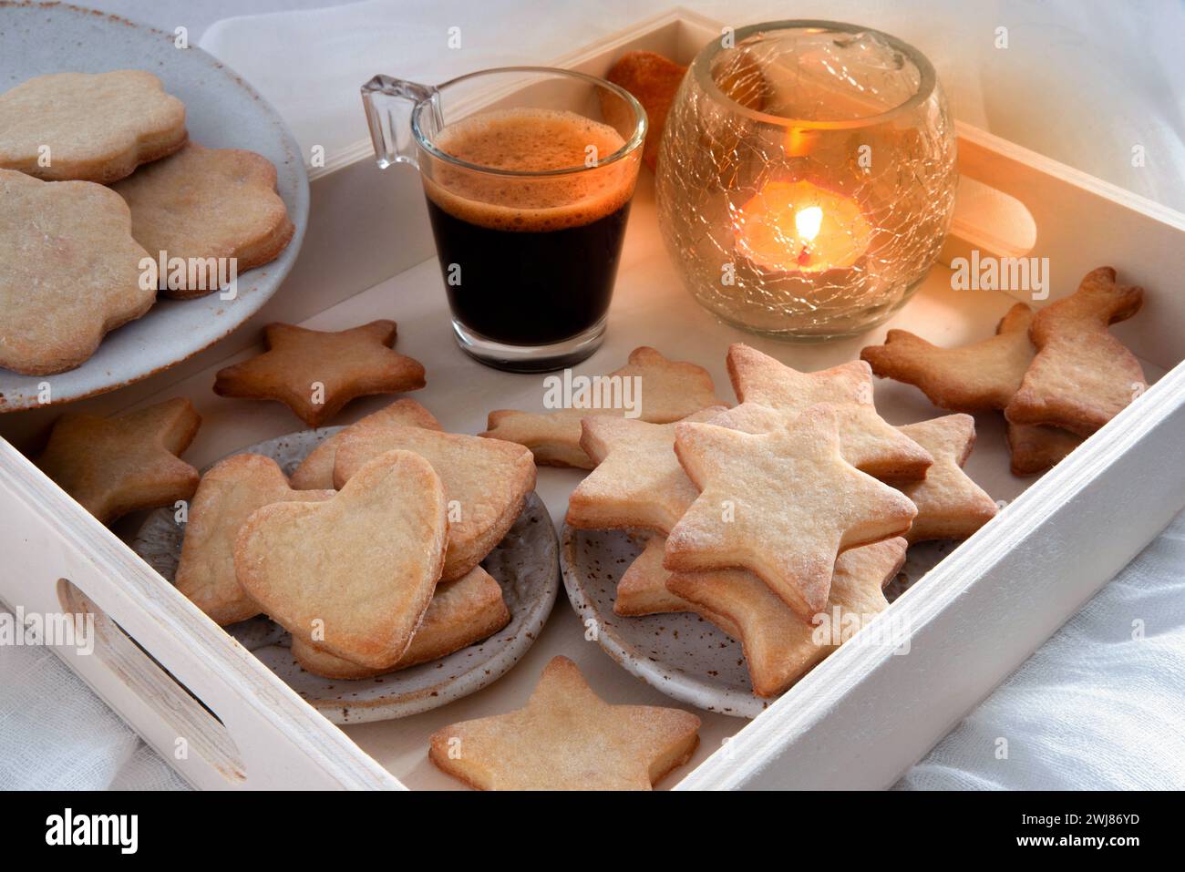 Tasse de café et biscuits pour la Saint-Valentin Stock Photo