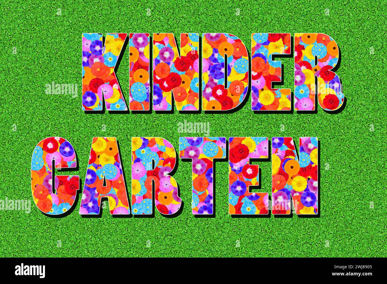  the german word kindergarten, kindergarden, written with flowers on Bildidee 