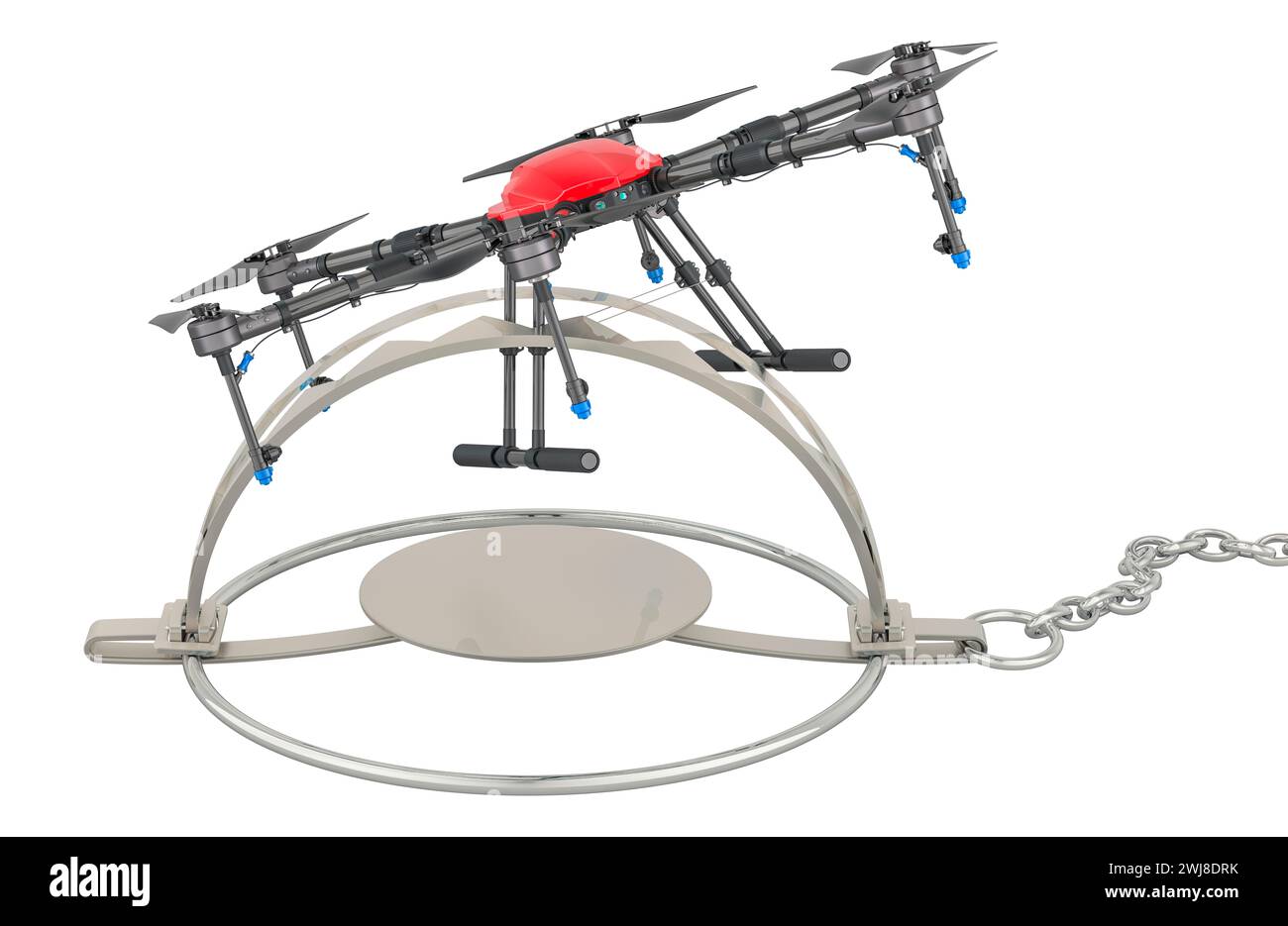 Drone inside bear trap. 3D rendering isolated on white background Stock ...