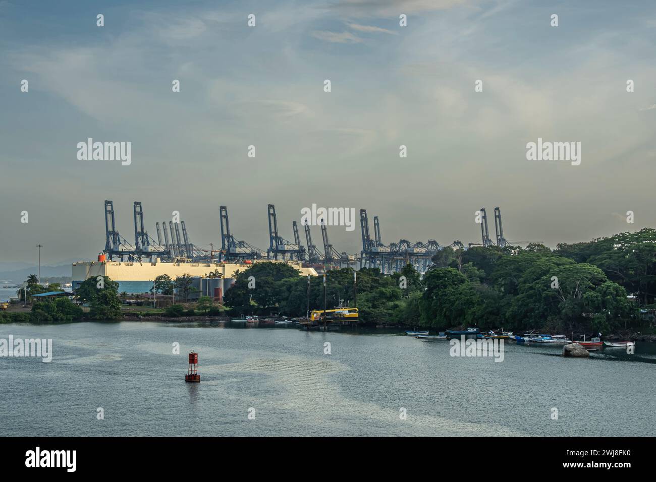 Panama Canal, Panama - July 24, 2023: Huge yellow-blue car transport ...