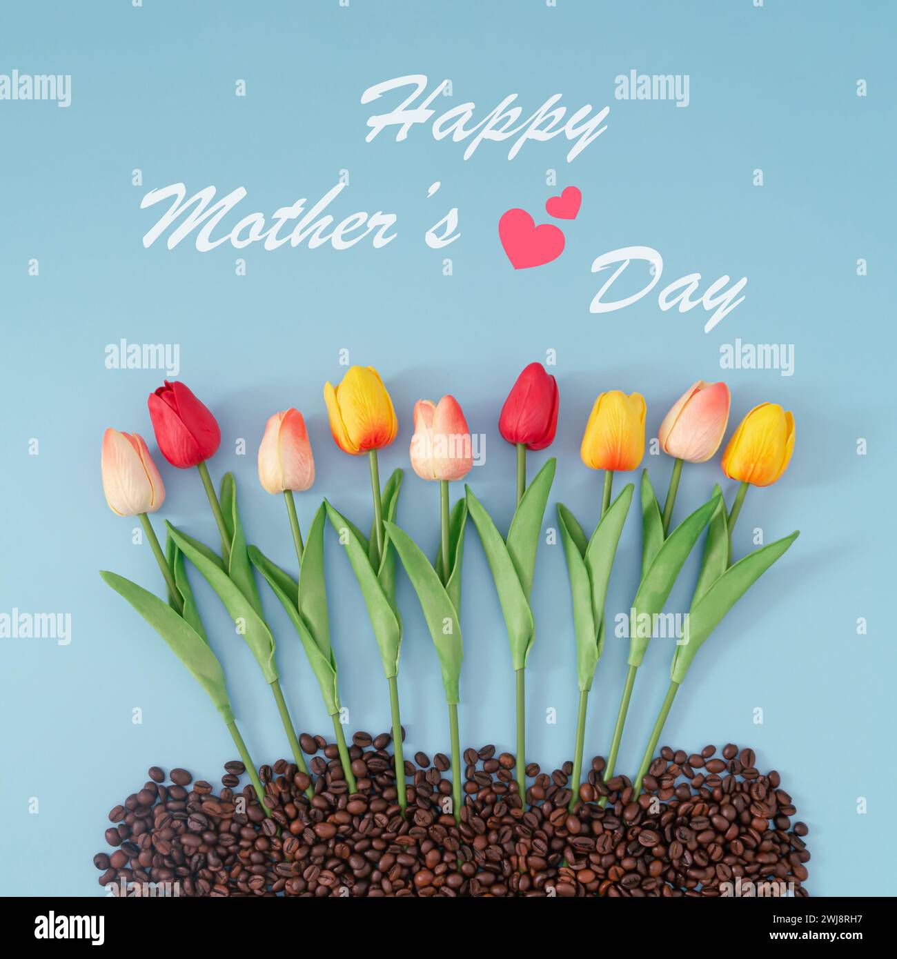 Happy mothers day with tulip flowers hi-res stock 