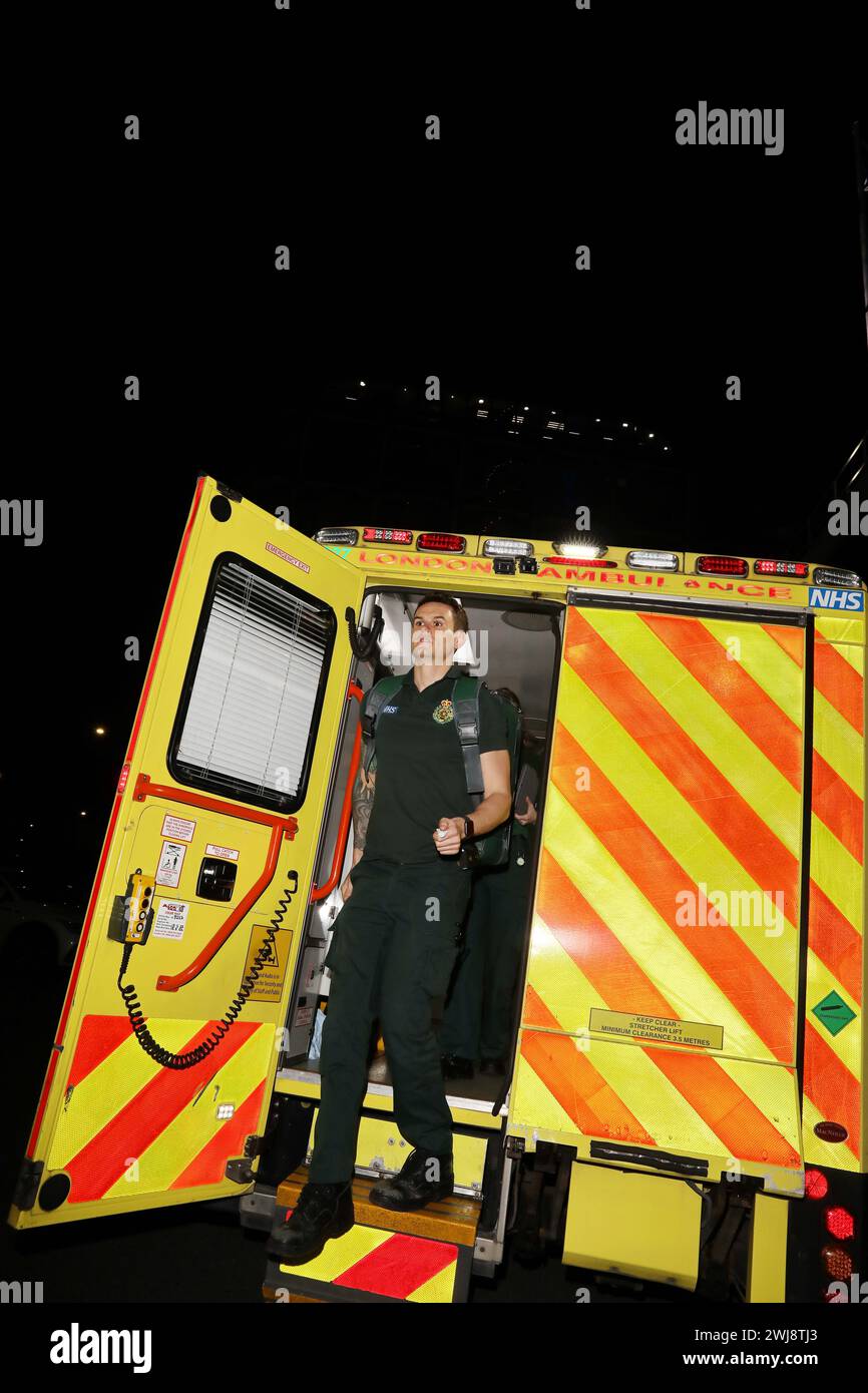 Ambulance crew called at London Hilton Hotel were TV Choice Awards were being held last night.  NO TV CHOICE MAGAZINE PERMISSION. All other titles fin Stock Photo