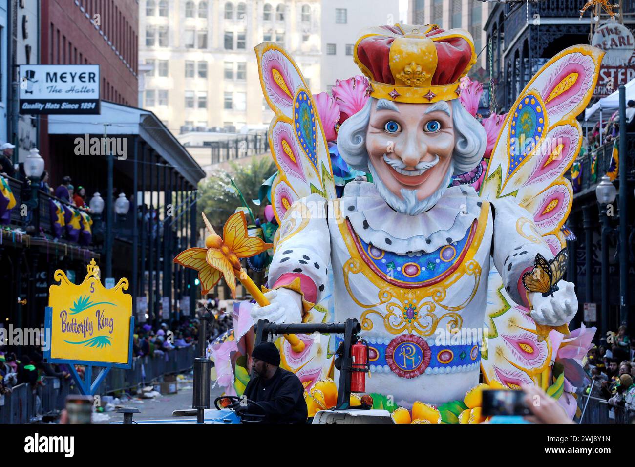 New Orleans, United States. 14th Feb, 2024. The Rex parade winds it's