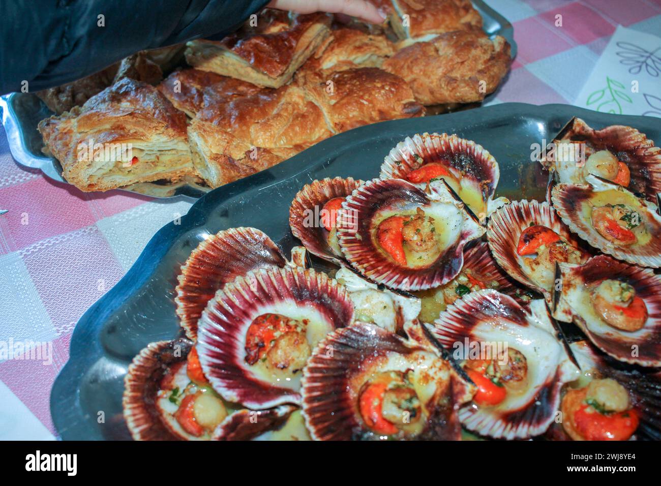 A feast for the eyes and palate, a plate brims with plump scallops, beckoning with their savory 