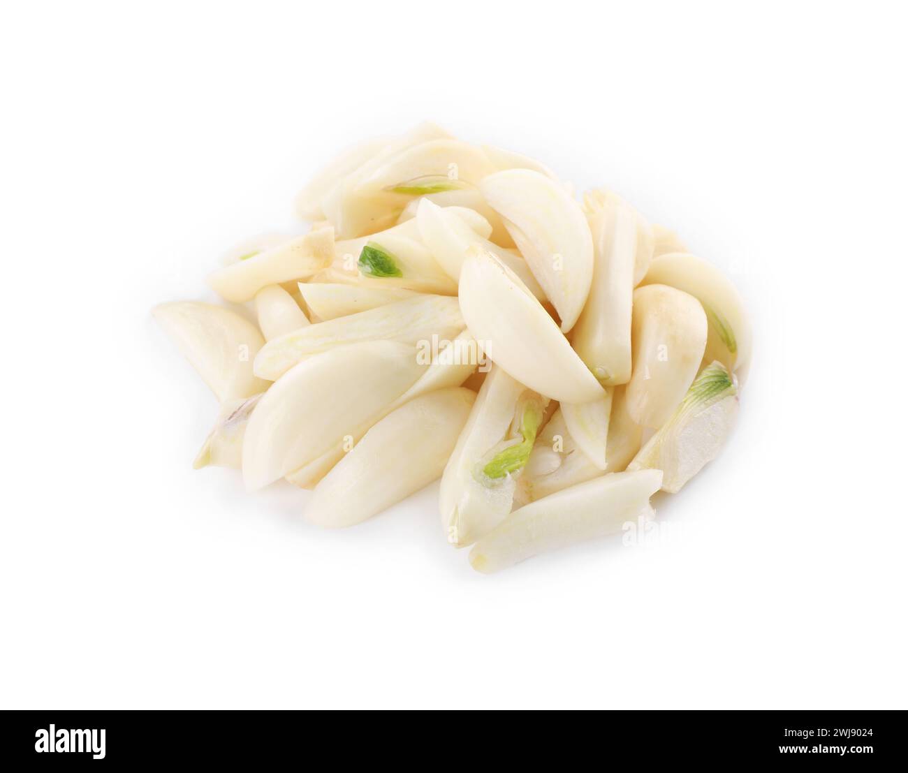 Peeled cloves of fresh garlic isolated on white Stock Photo - Alamy