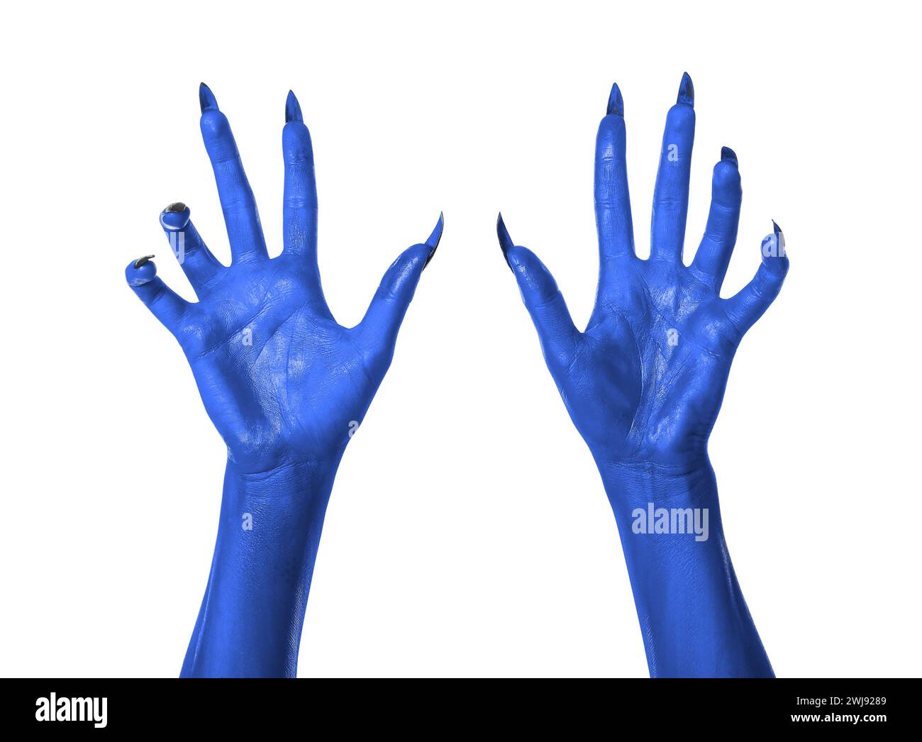 Creepy monster. Blue hands with claws isolated on white Stock Photo Alamy