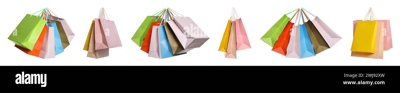 Colorful shopping bags isolated on white, set Stock Photo - Alamy