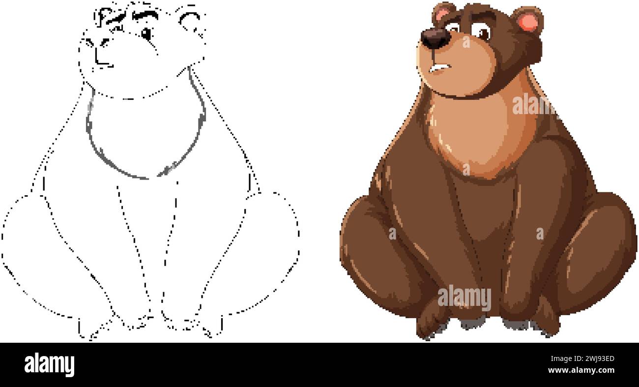 Vector illustration of a bear, from line art to color Stock Vector ...