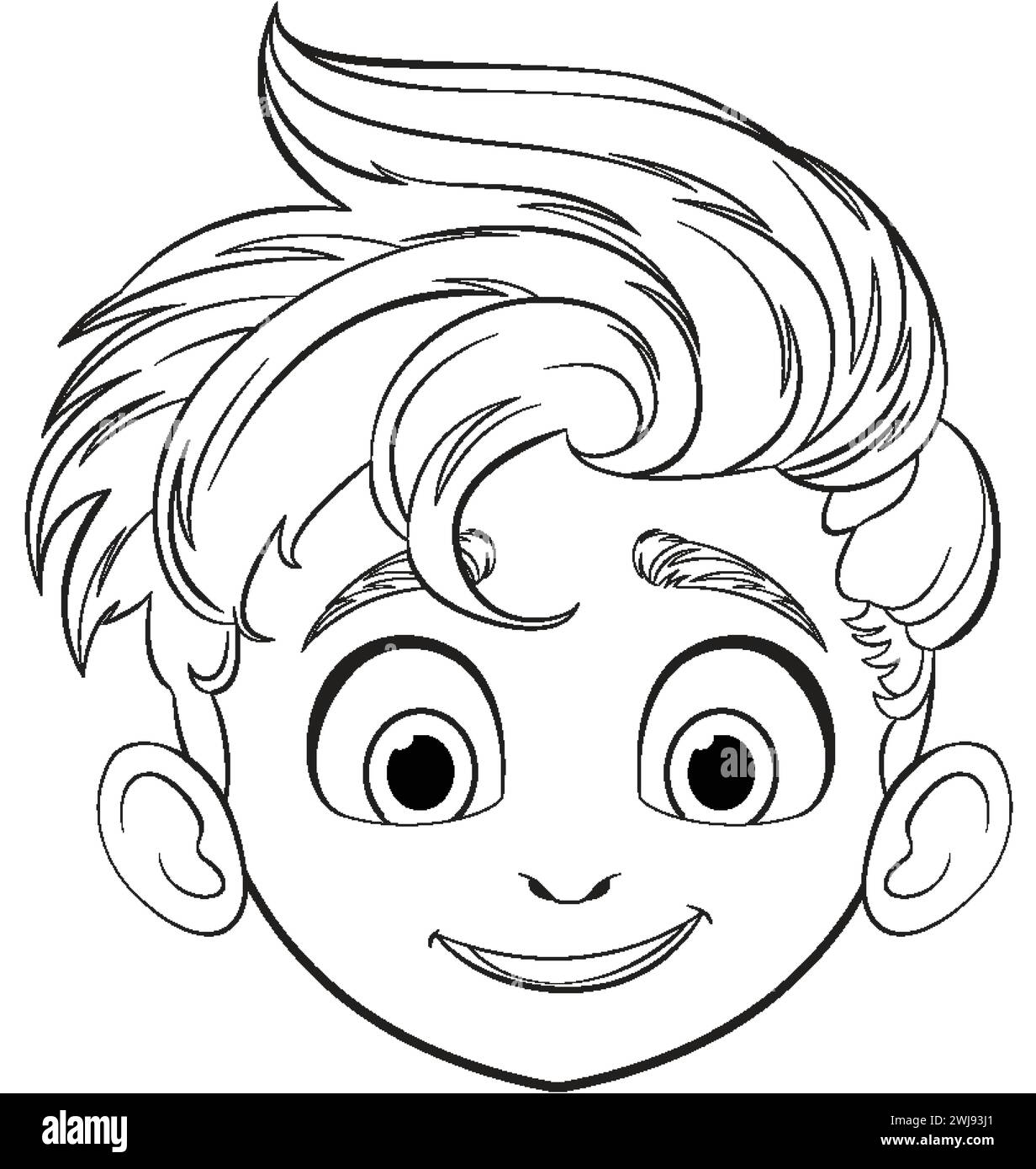 Vector illustration of a happy young boy's face Stock Vector Image ...