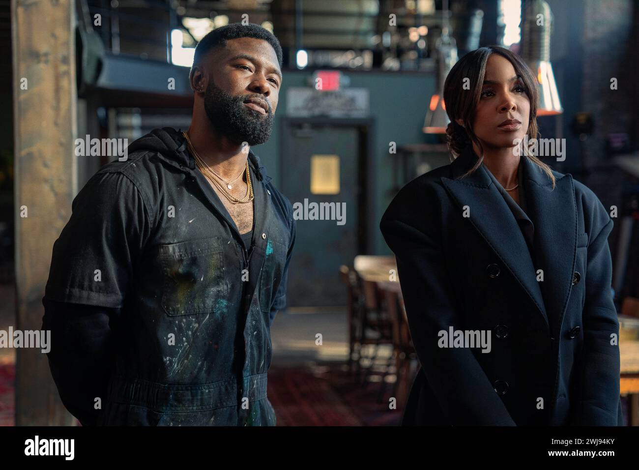 RELEASE DATE: February 23, 2024. TITLE: Mea Culpa. STUDIO: Netflix. DIRECTOR: Tyler Perry. PLOT: Follows an ambitious criminal defense attorney that, in his aspiration to be named partner, takes on a murder case of an artist. STARRING: KELLY ROWLAND as Mea, TREVANTE RHODES as Zyair. (Credit Image: © Netflix/Entertainment Pictures/ZUMAPRESS.com) EDITORIAL USAGE ONLY! Not for Commercial USAGE! Stock Photo