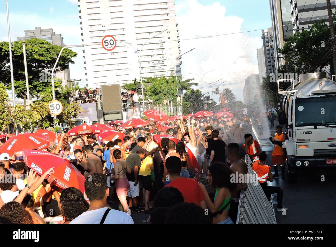 Sao Paulo, Sao Paulo, Brasil. 13th Feb, 2024. Sao Paulo (SP), 02/13/2024 - The funk and black blocks BEAT Loko led by KondZilla and Pocah gathered a large audience on Avenida Marques de Sao Vicente, with high temperatures many revelers needed medical attention (Foto: Leandro Chemalle/Thenews2/Zumapress) (Credit Image: © Leandro Chemalle/TheNEWS2 via ZUMA Press Wire) EDITORIAL USAGE ONLY! Not for Commercial USAGE! Stock Photo