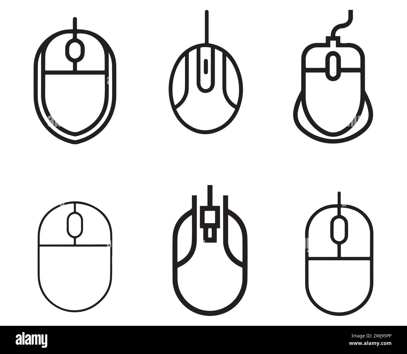Computer mouse icon set vector on white background stock illustration