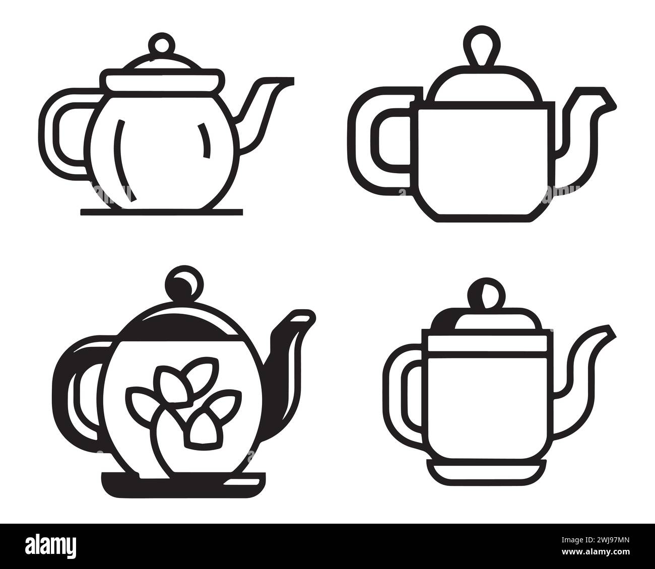 Tea kettle spot vector line icon on white background illustration Stock