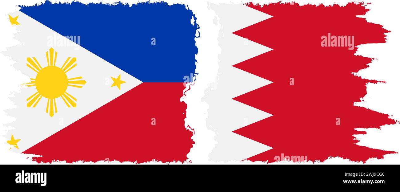 Bahrain and Philippines grunge flags connection, vector Stock Vector