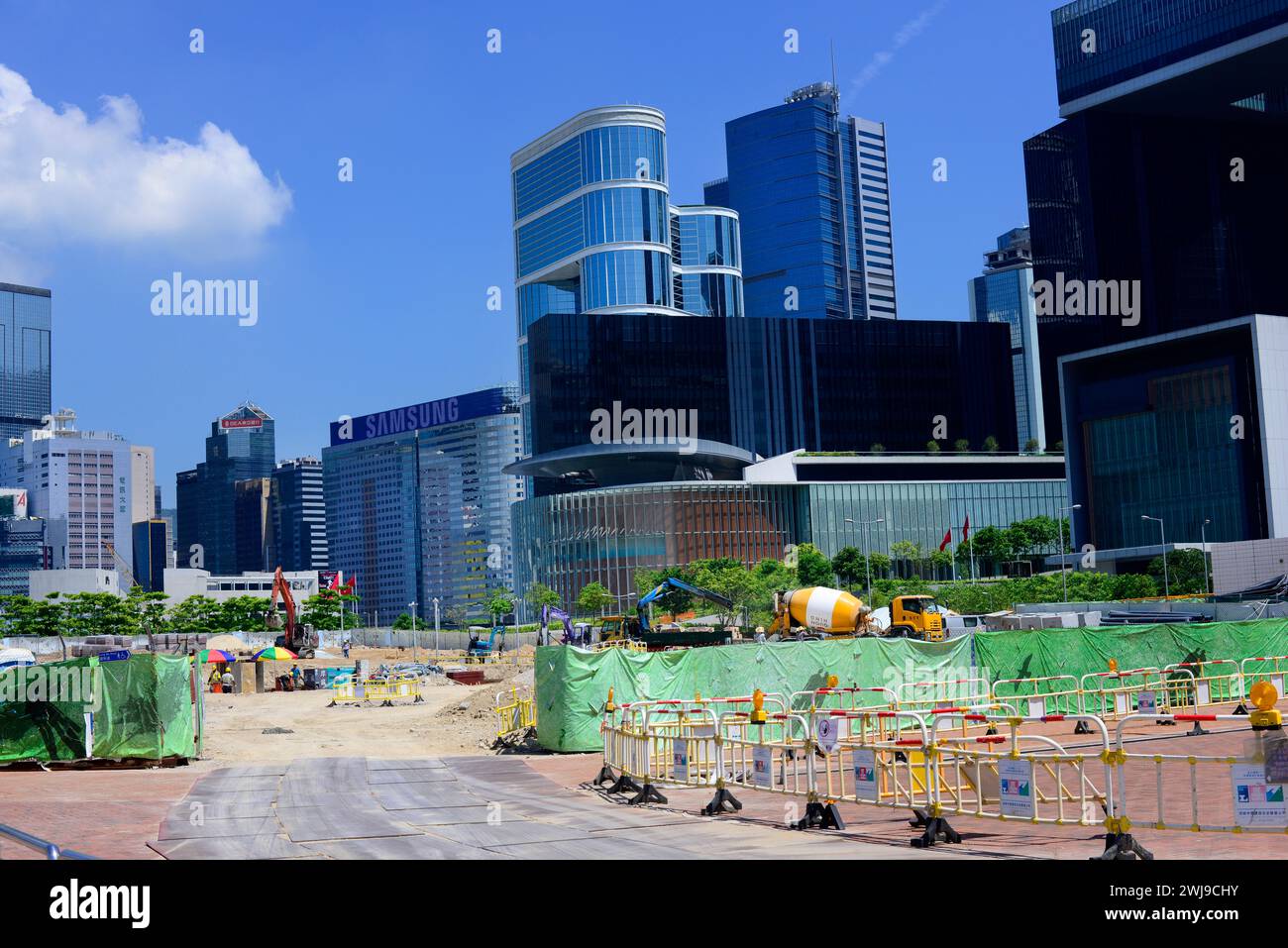 Construction works on Tamar park in Hong Kong. Stock Photo